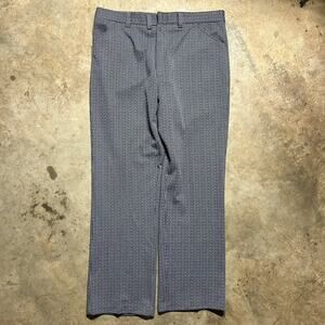 Vintage 70s Haband Blue/Black Talon Pattern Trousers 36x32